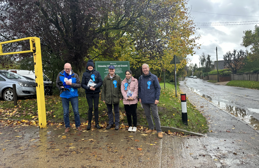Canvassing in the rain in Chieveley