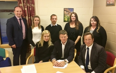 seated L to R Nicola Blackwood, Richard Benyon and Ed Vaizey; standing L to R members of the A34 Action Group Andy Williams, Meg Williamson, Alisdair Cunningham, Oonagh Williams and Cathryn Millward.