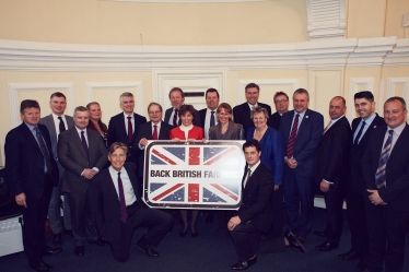 Richard Benyon MP, left, with other attendees at the NFU #backbritishfarming event
